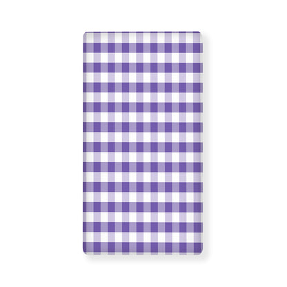 Purple And White Gingham Pattern Print Baby Crib Sheet