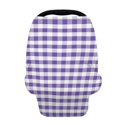 Purple And White Gingham Pattern Print Baby Seat Cover