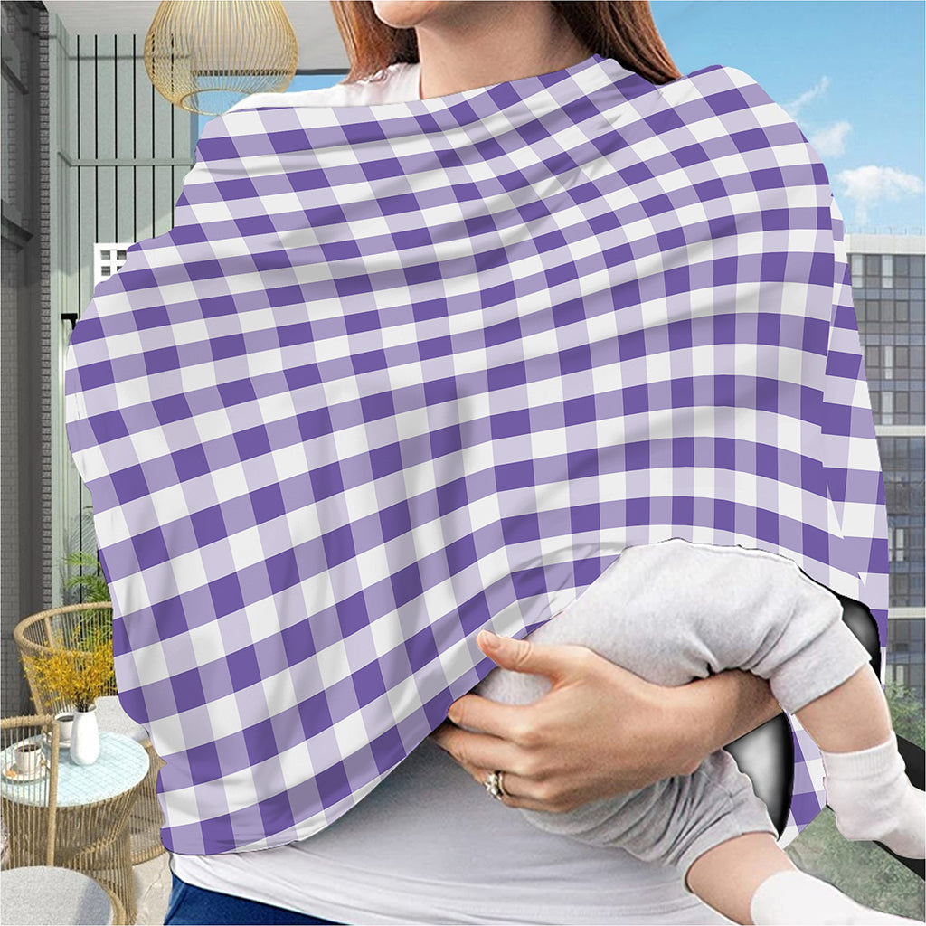 Purple And White Gingham Pattern Print Baby Seat Cover