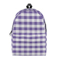 Purple And White Gingham Pattern Print School Backpack