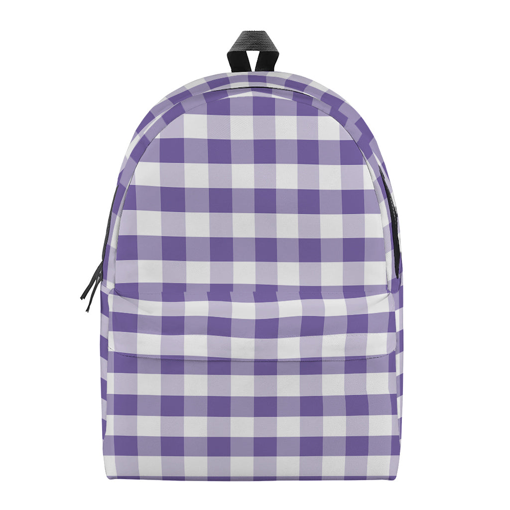 Purple And White Gingham Pattern Print Backpack