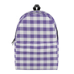 Purple And White Gingham Pattern Print Backpack