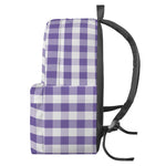 Purple And White Gingham Pattern Print Backpack