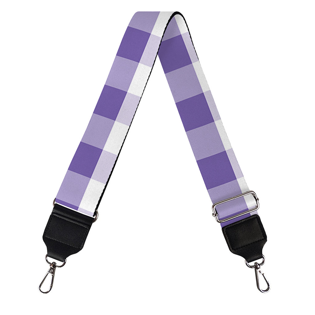 Purple And White Gingham Pattern Print Bag Strap