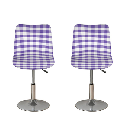 Purple And White Gingham Pattern Print Bar Stool Covers