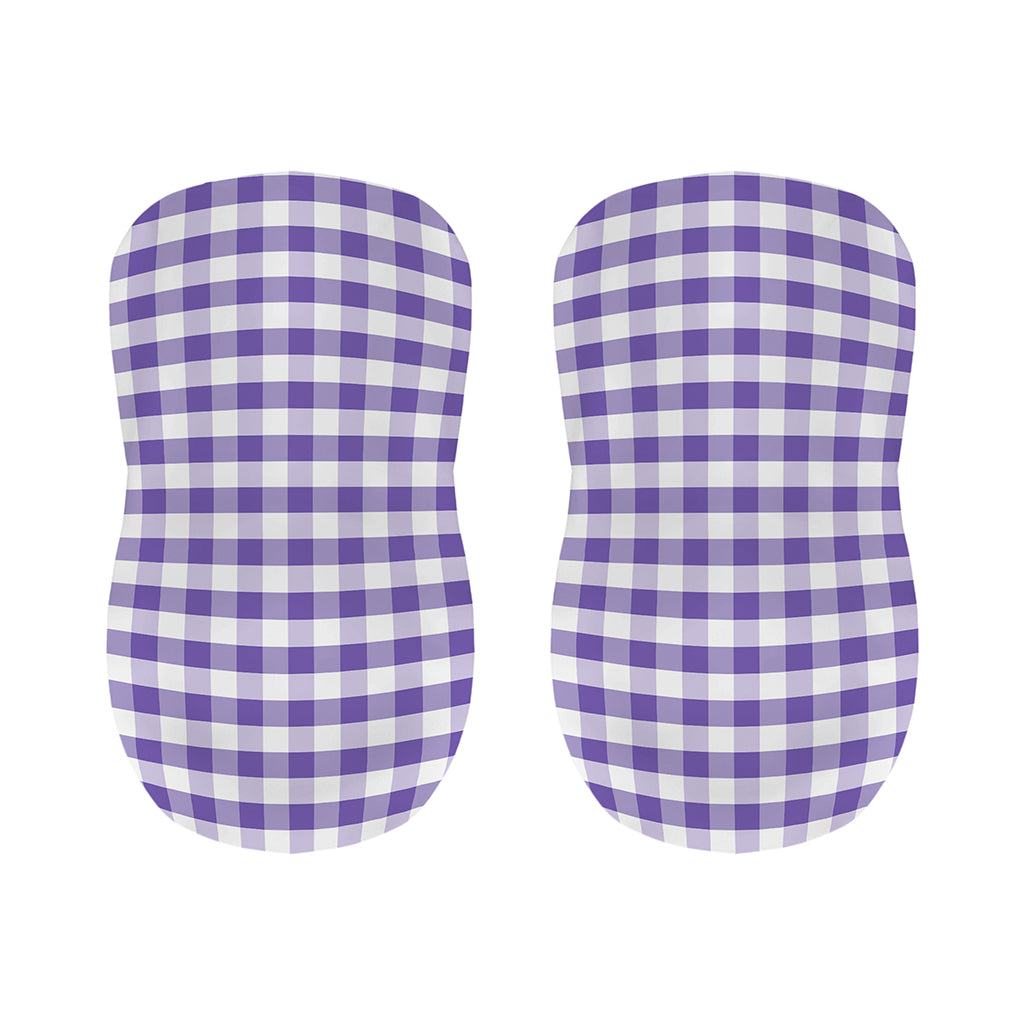 Purple And White Gingham Pattern Print Bar Stool Covers