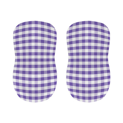 Purple And White Gingham Pattern Print Bar Stool Covers
