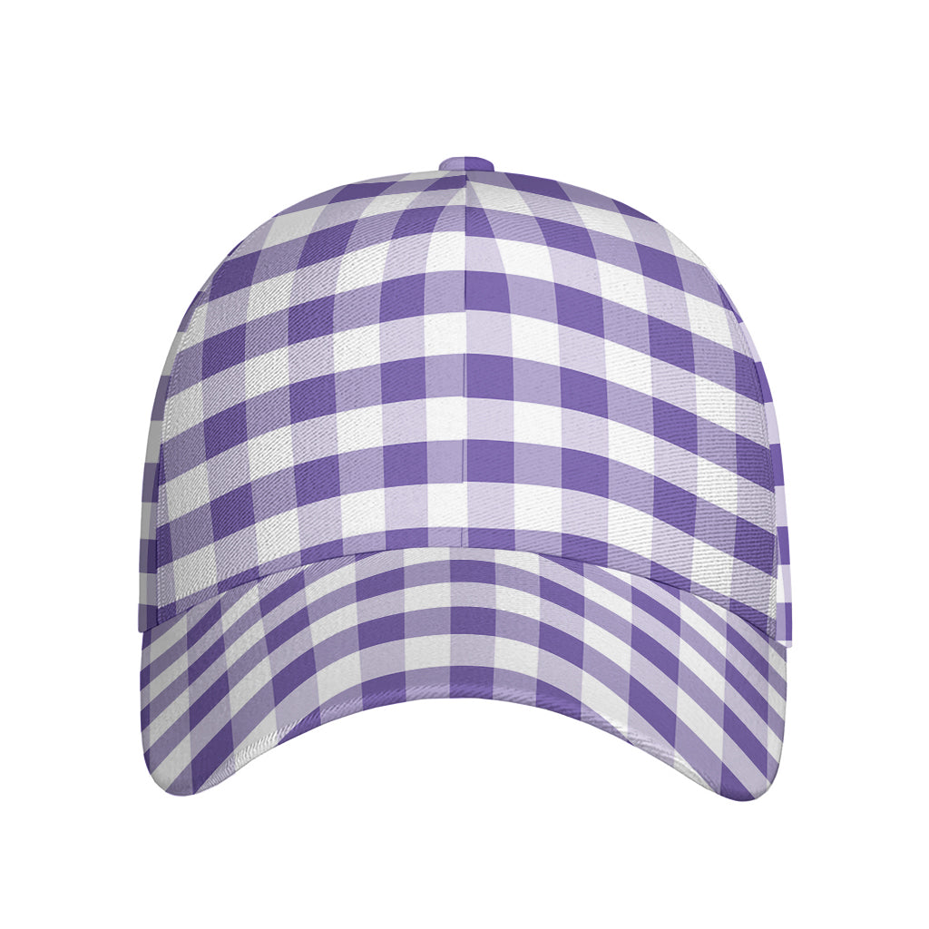 Purple And White Gingham Pattern Print Baseball Cap