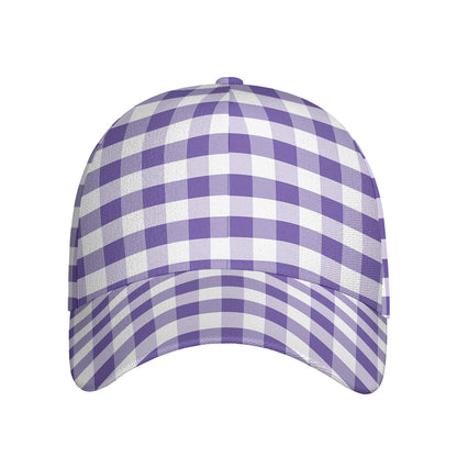 Purple And White Gingham Pattern Print Baseball Cap
