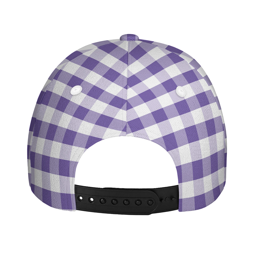 Purple And White Gingham Pattern Print Baseball Cap