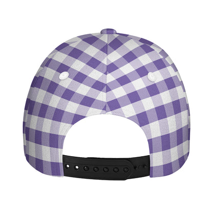 Purple And White Gingham Pattern Print Baseball Cap