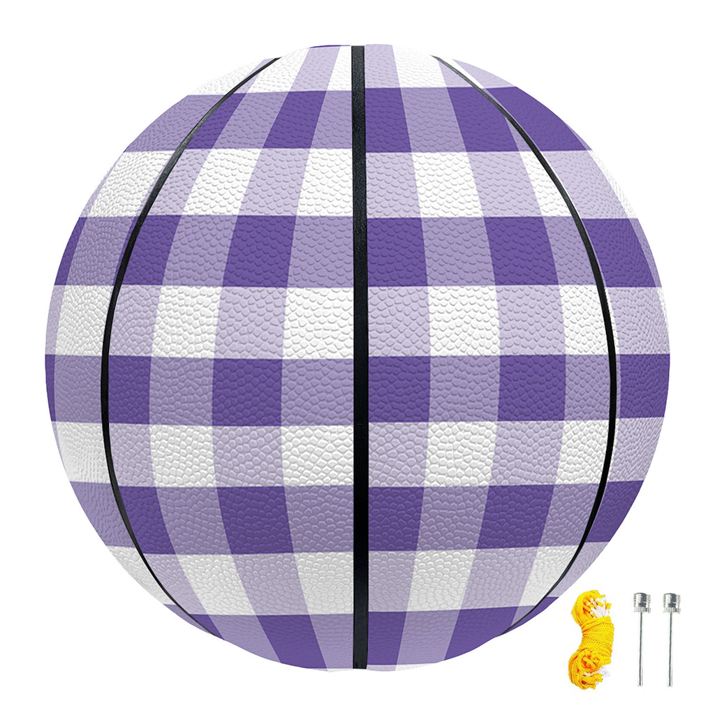 Purple And White Gingham Pattern Print Basketball
