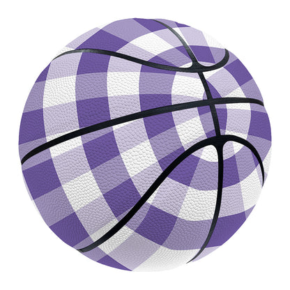 Purple And White Gingham Pattern Print Basketball