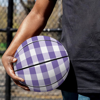 Purple And White Gingham Pattern Print Basketball