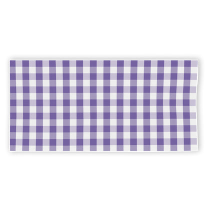 Purple And White Gingham Pattern Print Beach Towel