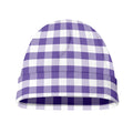 Purple And White Gingham Pattern Print Beanie