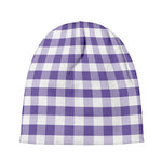 Purple And White Gingham Pattern Print Beanie