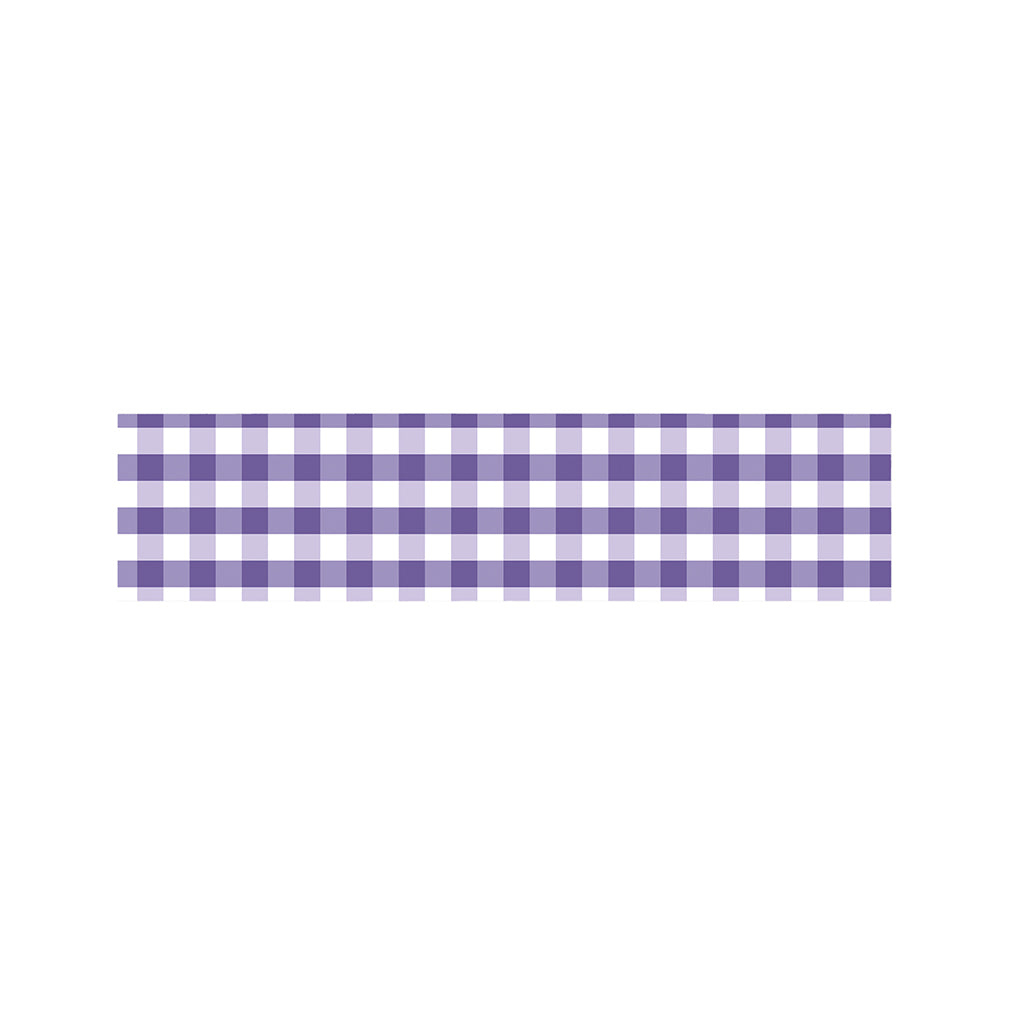Purple And White Gingham Pattern Print Bed Runner