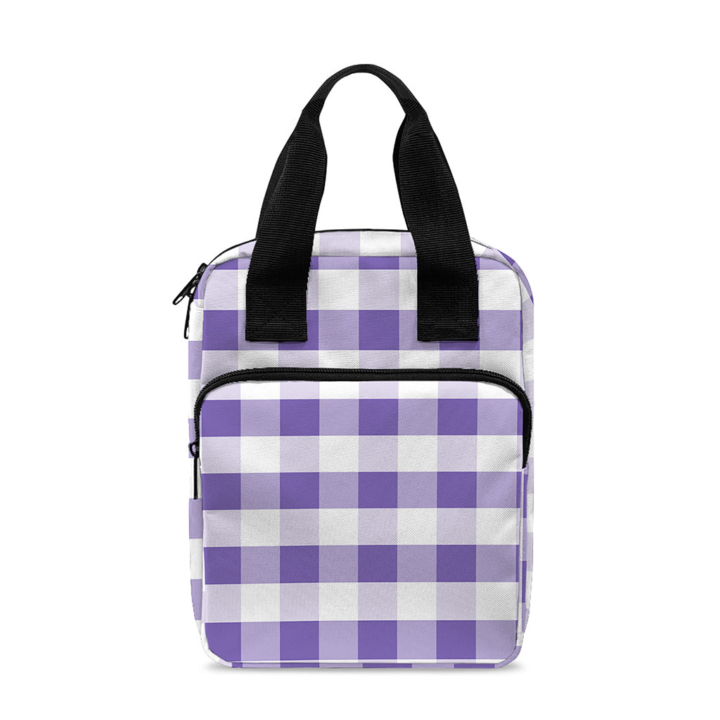 Purple And White Gingham Pattern Print Bible Tote Bag