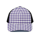 Purple And White Gingham Pattern Print Black Mesh Trucker Cap