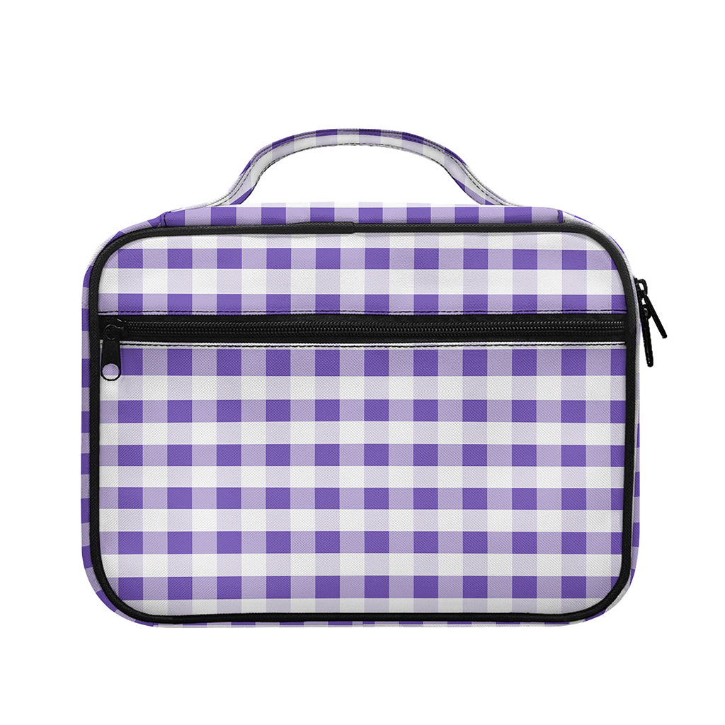 Purple And White Gingham Pattern Print Briefcase Bible Bag