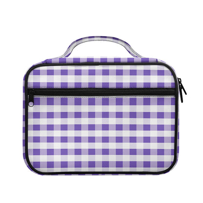 Purple And White Gingham Pattern Print Briefcase Bible Bag