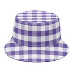 Purple And White Gingham Pattern Print Bucket Hat