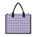 Purple And White Gingham Pattern Print Canvas Tote Bag