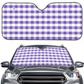 Purple And White Gingham Pattern Print Car Windshield Sun Shade