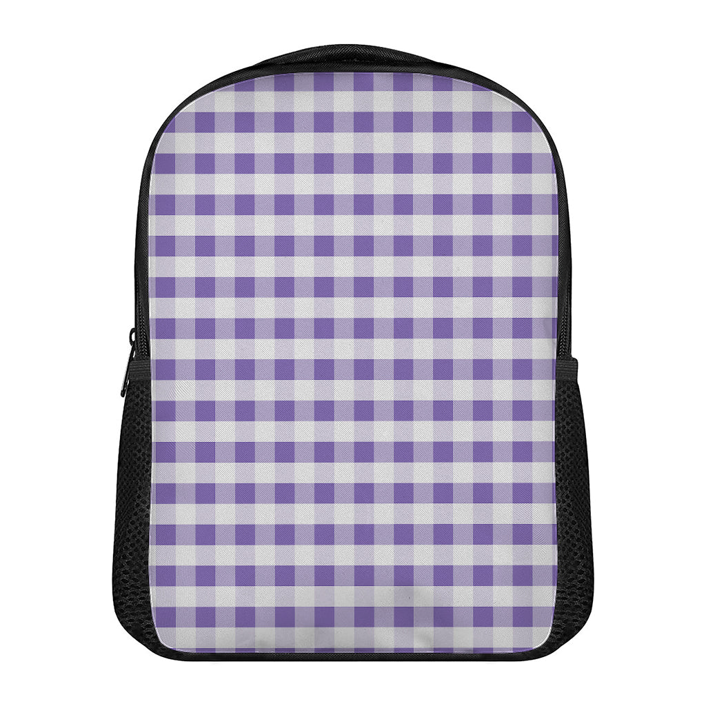 Purple And White Gingham Pattern Print Casual Backpack