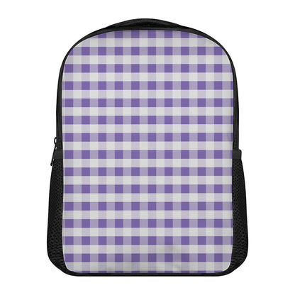 Purple And White Gingham Pattern Print Casual Backpack