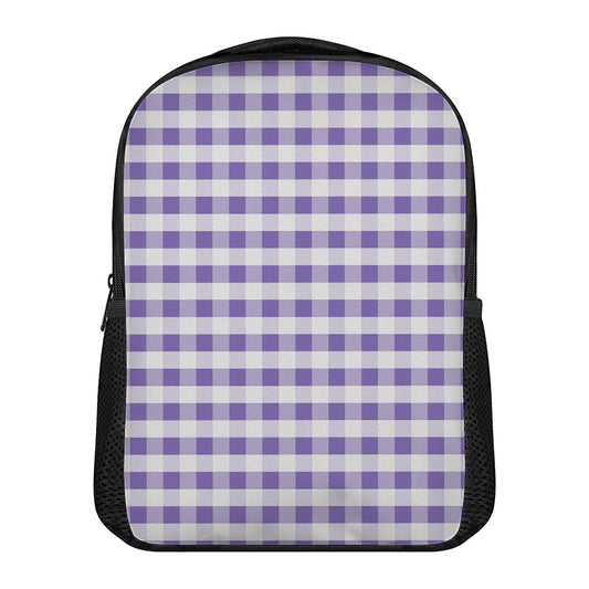 Purple And White Gingham Pattern Print Casual Backpack