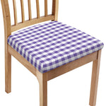 Purple And White Gingham Pattern Print Chair Cushion Cover