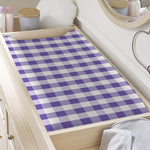 Purple And White Gingham Pattern Print Changing Pad Cover
