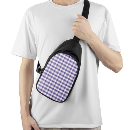 Purple And White Gingham Pattern Print Chest Bag