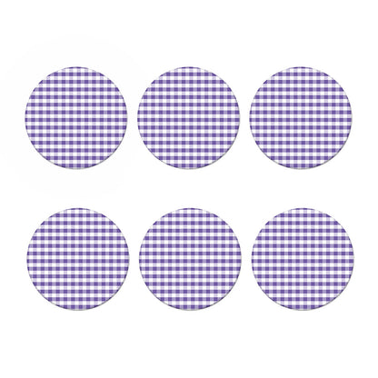 Purple And White Gingham Pattern Print Coaster Set