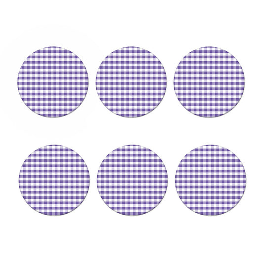 Purple And White Gingham Pattern Print Coaster Set