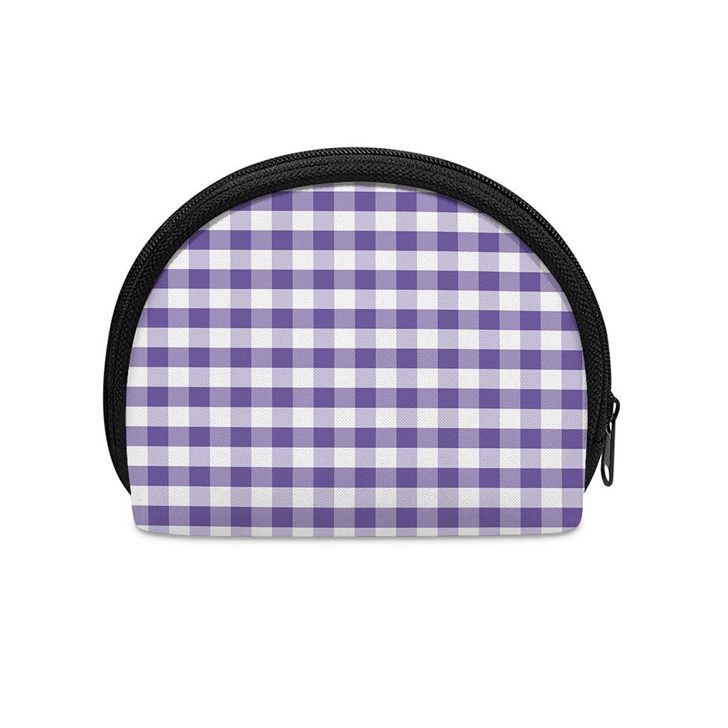 Purple And White Gingham Pattern Print Coin Purse