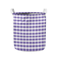 Purple And White Gingham Pattern Print Collapsible Laundry Basket