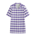 Purple And White Gingham Pattern Print Cotton Hawaiian Shirt