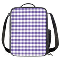 Purple And White Gingham Pattern Print Crossbody Lunch Bag