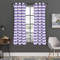 Purple And White Gingham Pattern Print Grommet Curtain Panels
