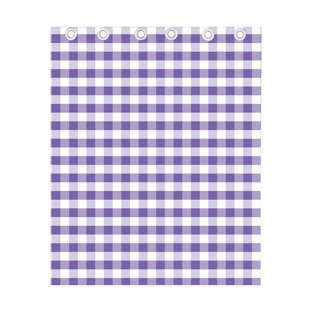 Purple And White Gingham Pattern Print Curtain