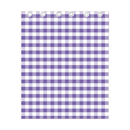 Purple And White Gingham Pattern Print Curtain