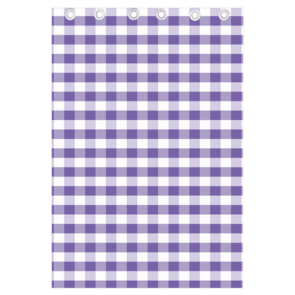 Purple And White Gingham Pattern Print Curtain