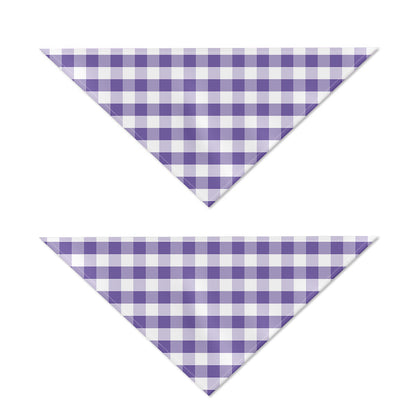 Purple And White Gingham Pattern Print Dog Bandana