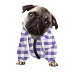 Purple And White Gingham Pattern Print Dog Zip Up Hoodie