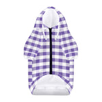 Purple And White Gingham Pattern Print Dog Zip Up Hoodie