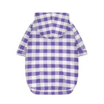 Purple And White Gingham Pattern Print Dog Zip Up Hoodie