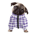 Purple And White Gingham Pattern Print Dog Zip Up Jacket